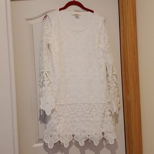 Long sleeve lace mini dress